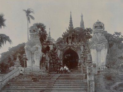 The Shwedagon Pagoda at Rangoon, Burma, c.1860 (albumen print) by English Photographer